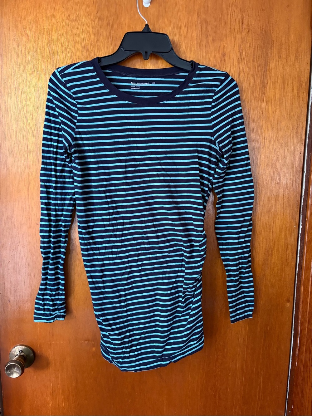 Striped Long Sleeve Tee in Navy Blue and Teal